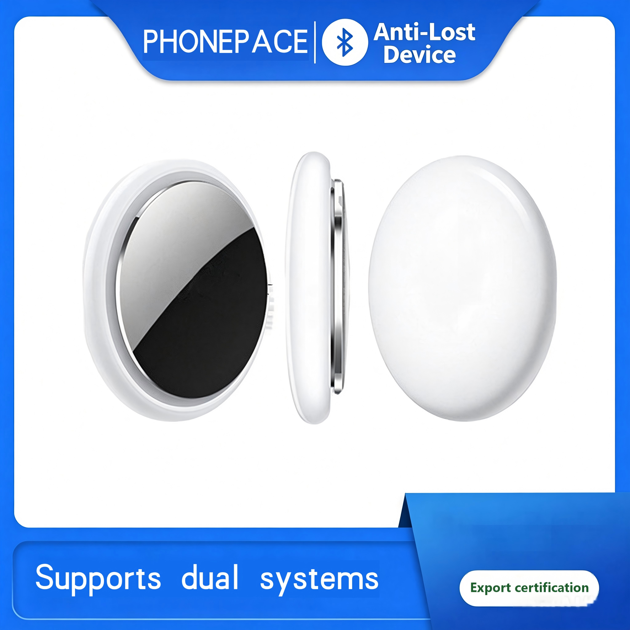 เครื่องติดตามป้องกันการสูญหายแบบบลูทูธ รองรับระบบปฏิบัติการคู่ iOS Find My และ Android พร้อมเสียงเตือนสำหรับกุญแจ โทรศัพท์ และของใช้ส่วนตัว