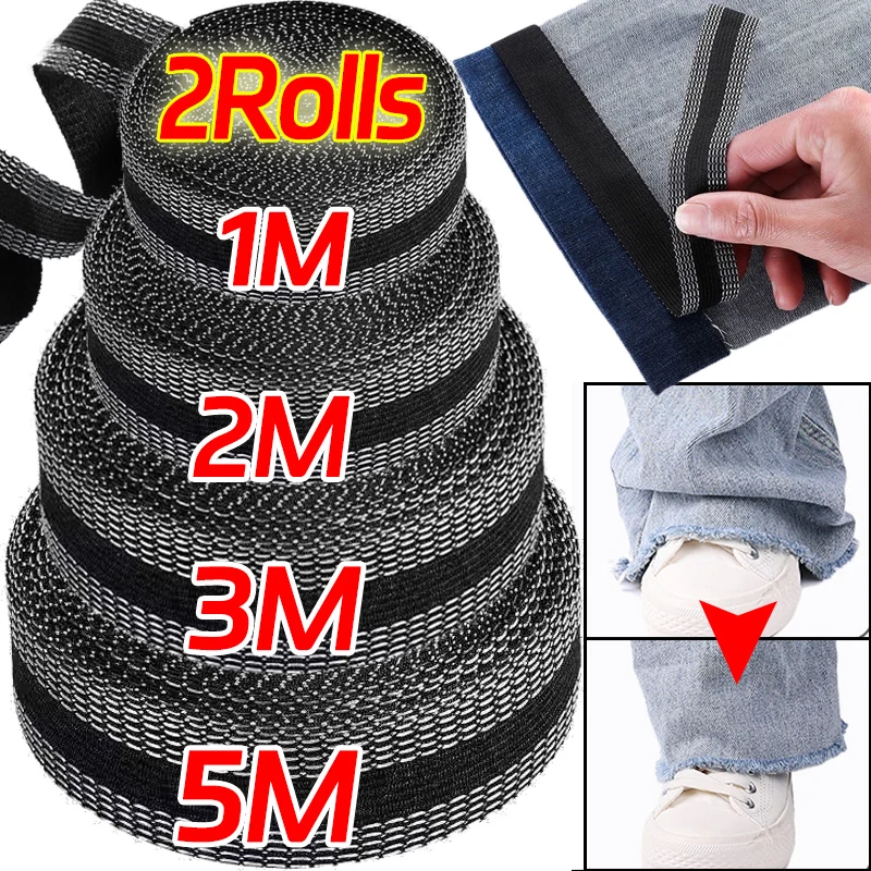 Auto-adesivo ferro-em calça pasta fita calças borda jeans roupas comprimento encurtar reparação bainha fitas diy acessórios de costura