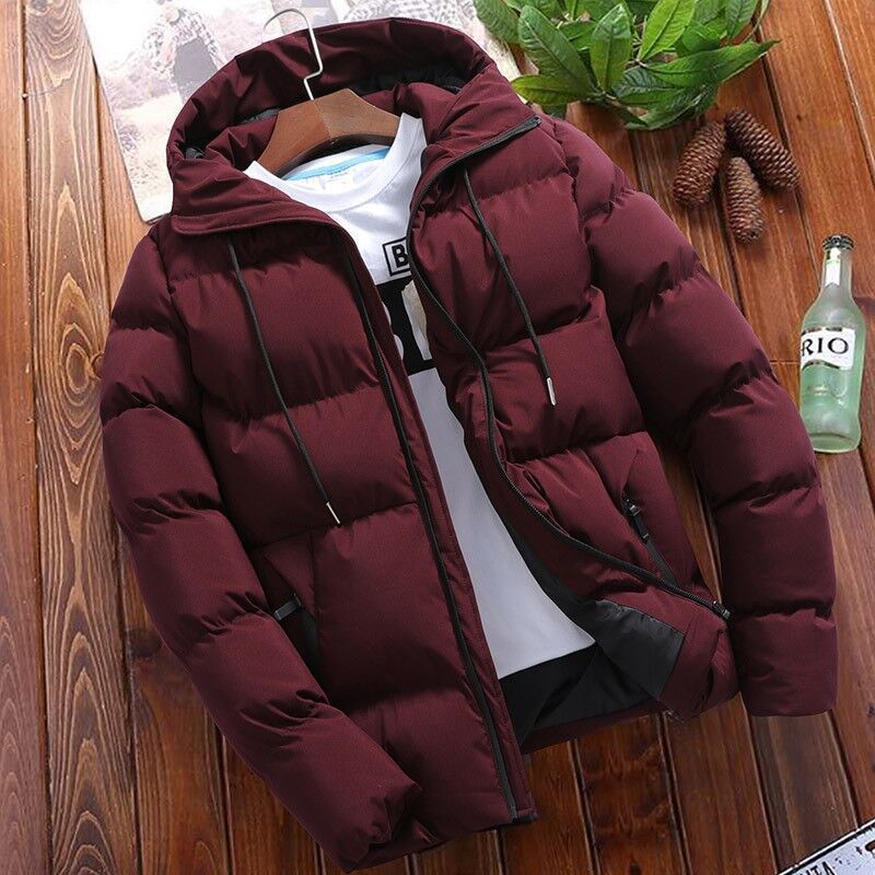 2023 inverno quente grosso jaqueta masculina casual parkas com capuz algodão cor sólida zíper quente estilo coreano fitness moda casaco masculino