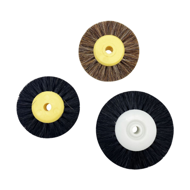5PCS 52MM แปรงขัดสีดําสีน้ําตาล Bristle Buffing Abrasive แปรงพลาสติกสีเหลือง Center เครื่องประดับเครื่องมือ