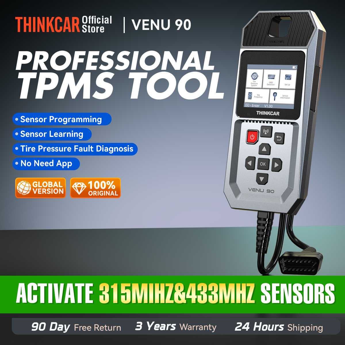 THINKCAR VENU 90 инструмент для диагностики давления в автомобильных шинах автомобильный датчик TPMS программирование обучающий активатор для ThinkTool Pro 689BT