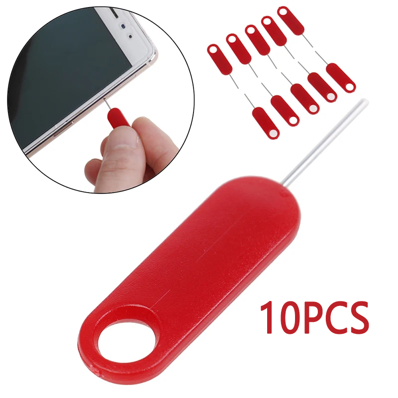 Anti-perdido 10 pçs vermelho telefone móvel cartão sim pino bandeja remoção agulha abridor ejetor chave ferramenta para iphone samsung huawei xiaomi ipad