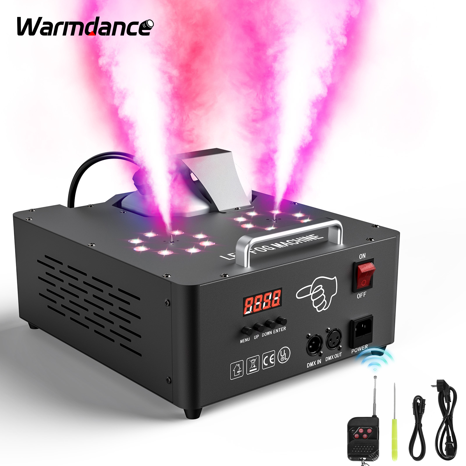 2000W Doppelrohr Einstellbare Nebelmaschine RGB LED 13CH Nebelmaschine Bühne Bunte Sprühgeräte Bühne Bunte Nebelmaschine
