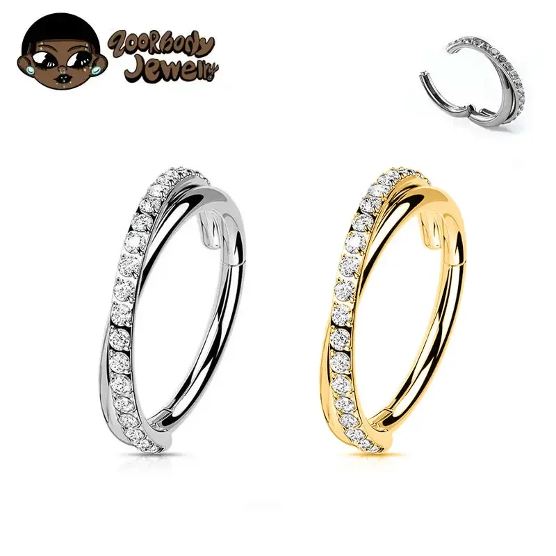 Anillo de segmento con bisagras de titanio G23, aros para cartílago, joyería para Piercing de hélice de doble fila, anillo de concha, anillo para tabique, pendiente Tragus Daith