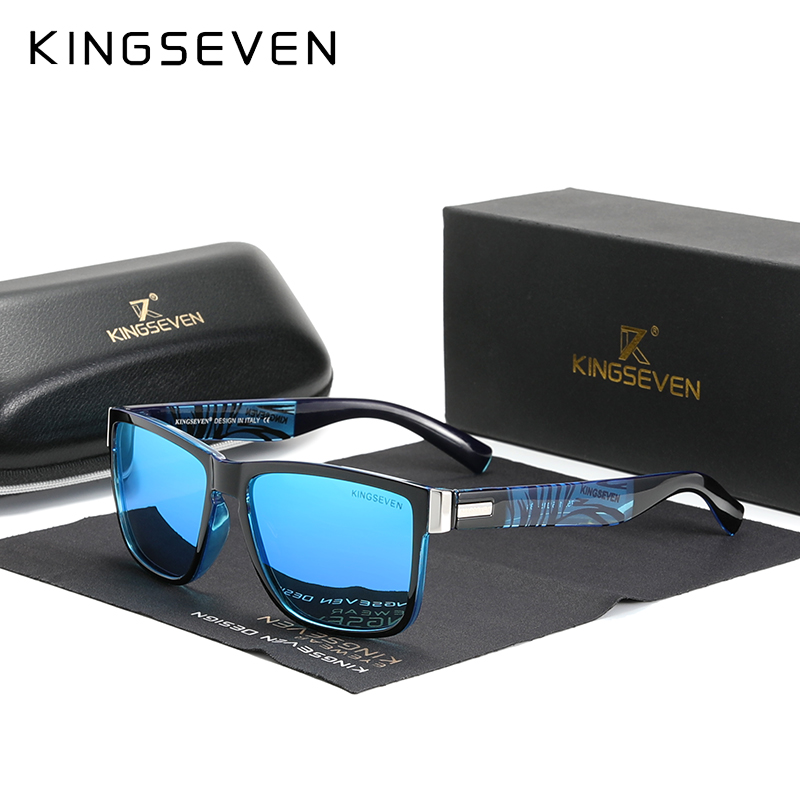 Occhiali da sole polarizzati retrò sfumati quadrati di marca KINGSEVEN originali donna uomo modello in fibra di carbonio Design occhiali sportivi all'aperto
