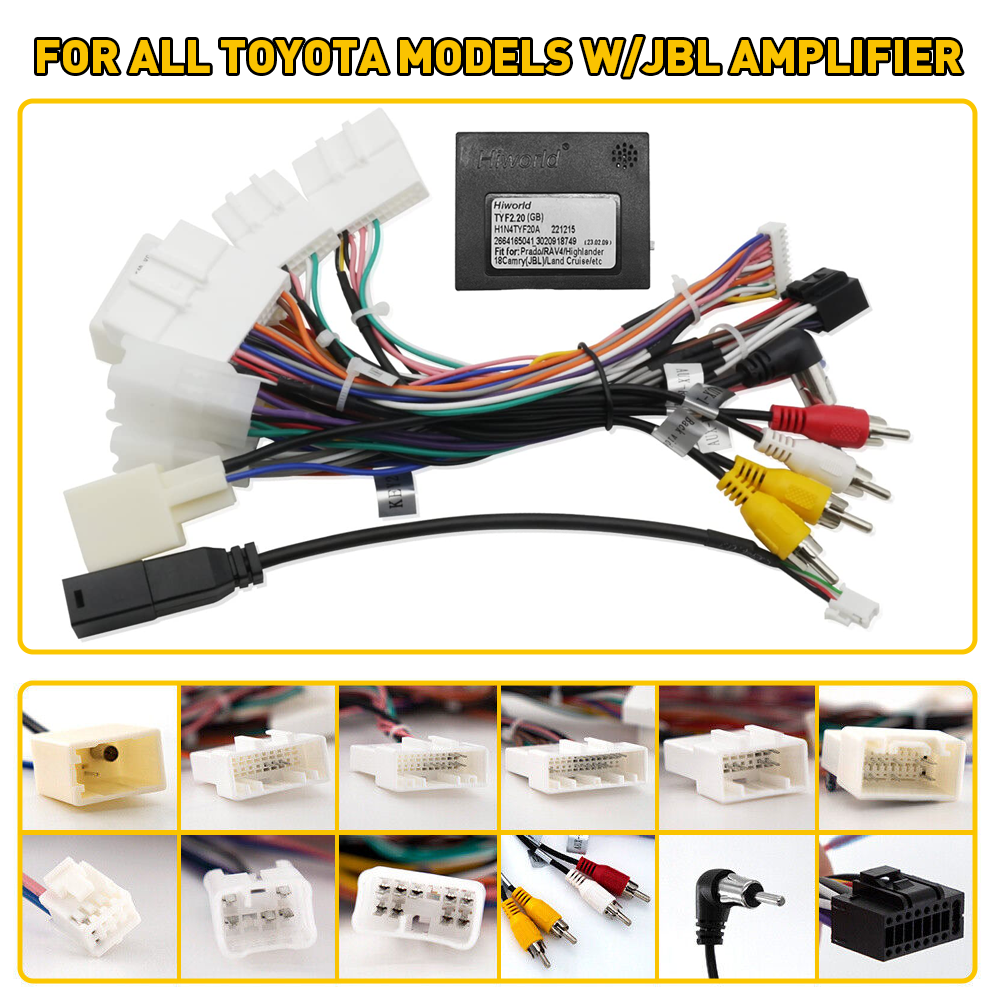 Untuk Toyota AMP mobil Stereo Radio Power Harness kabel kawat adaptor Kit JBL AMP mobil Android Player Radio adaptor Power konektor