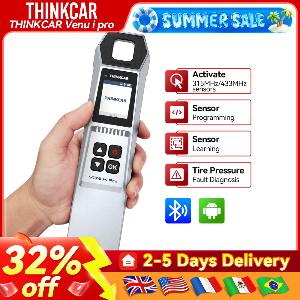 THINKCAR VENU i Pro TPMS Narzędzie diagnostyczne ciśnienia w oponach samochodowych 315MHz/433MHz Resetowanie obsługi błędów TPMS Czujnik Nauka/Aktywacja/Programowanie dla THINKSCAN 689BT/MUCAR VO8/VO7/VO6