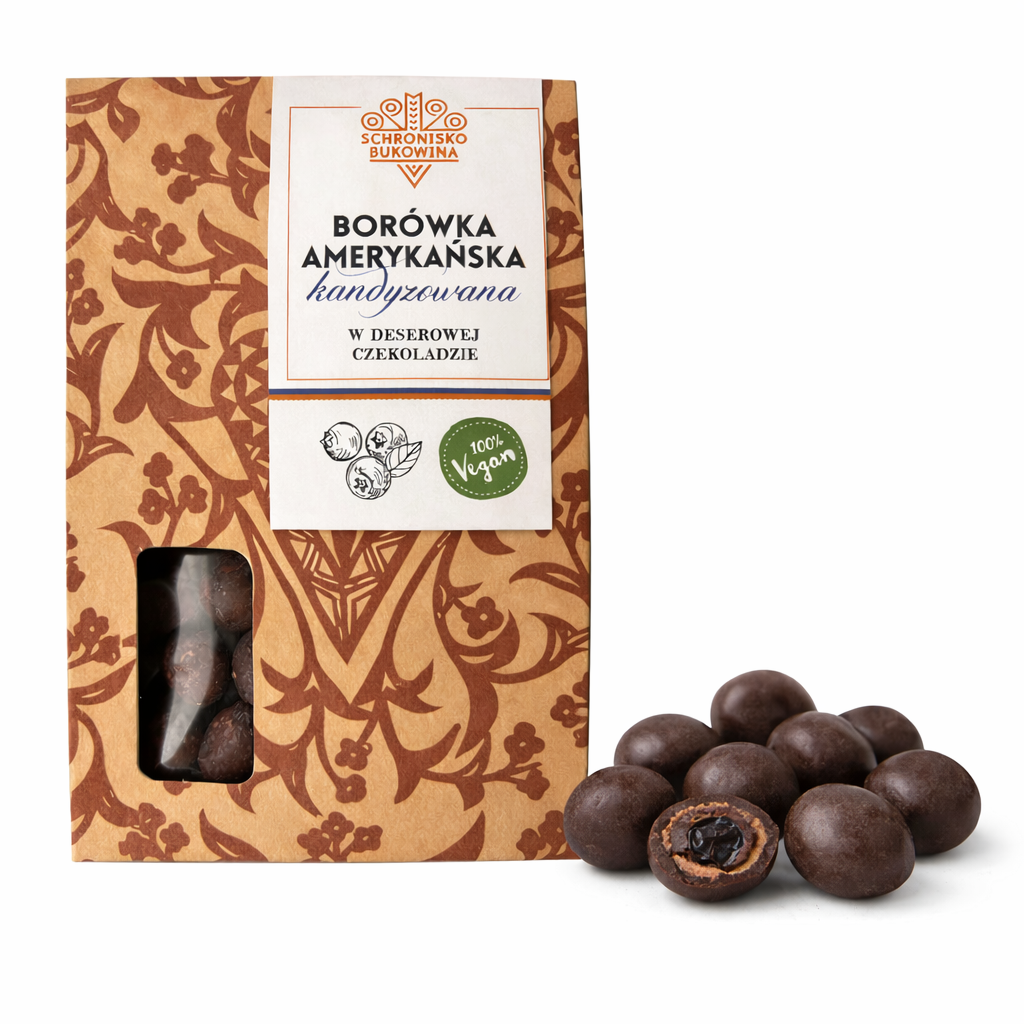Mirtilli americani canditi nel cioccolato 100g-Bukovina Shelter