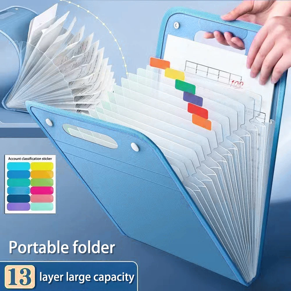 13 กระเป๋าแฟ้มโฟลเดอร์แบบพกพา A4 Letter ขนาด Macaron สี Accordian เอกสารสําหรับห้องเรียน Office Home Storage