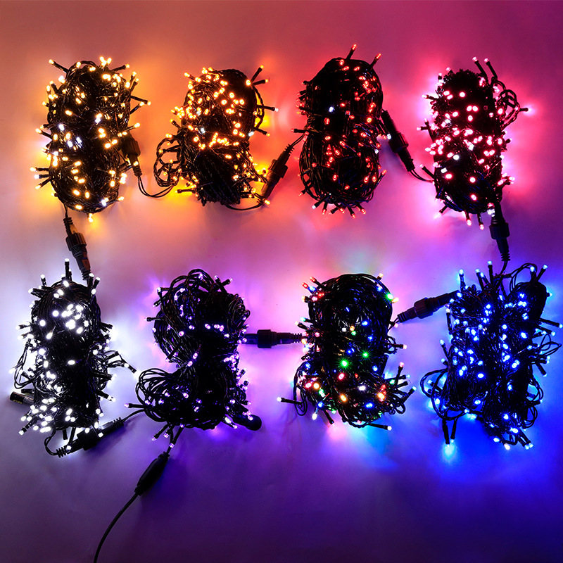 Cadena de luces de línea negra, iluminación exterior impermeable, decoración navideña, guirnalda de luces de hadas, fiesta de jardín, ca220v