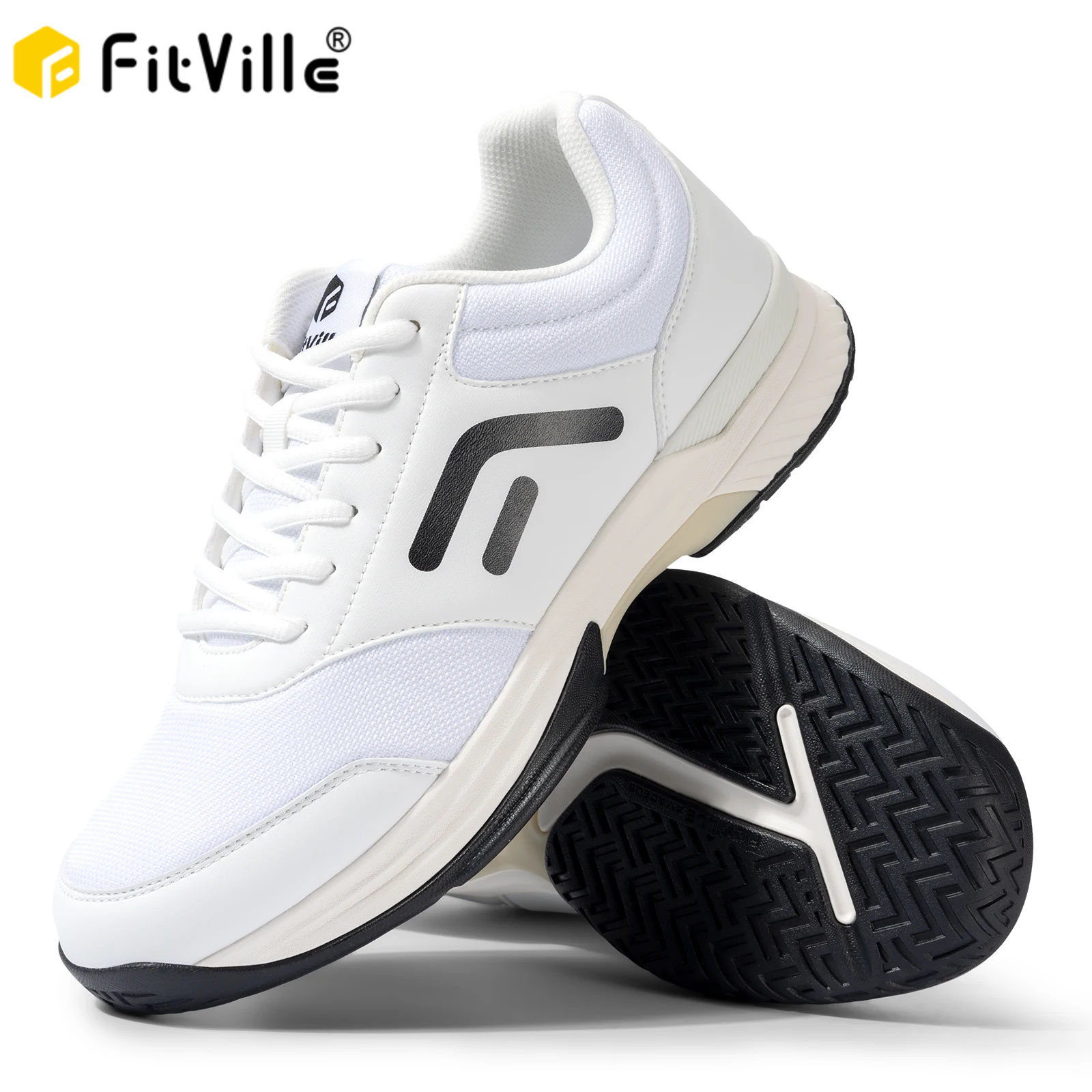 Chaussures de tennis larges pour hommes FitVille, antidérapantes, respirantes, baskets professionnelles pour le soutien de la voûte plantaire et le soulagement de la douleur