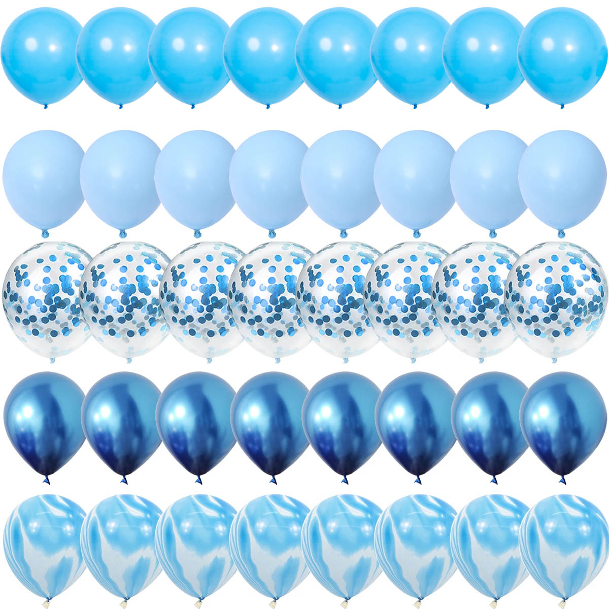 40 Sztuk Niebieski Zestaw Balonów Metalicznych Lateksowych z Konfetti Balony Ślubne Walentynki Globos Baby Shower Urodziny Dekoracje na Przyjęcia