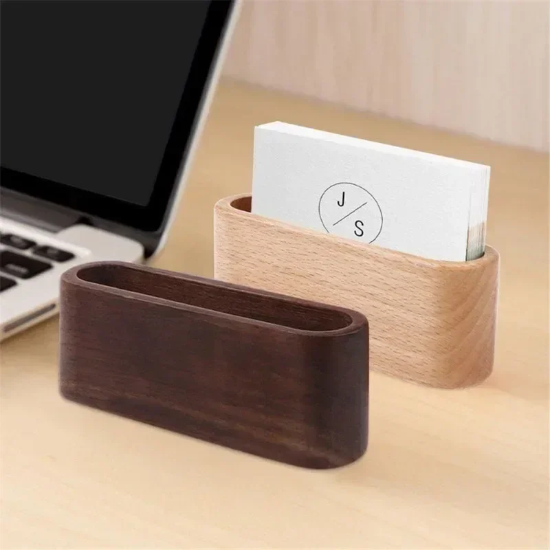Porte-cartes de visite en bois, présentoir pour notes, fournitures de bureau, papeterie, accessoires de bureau, boîte de rangement