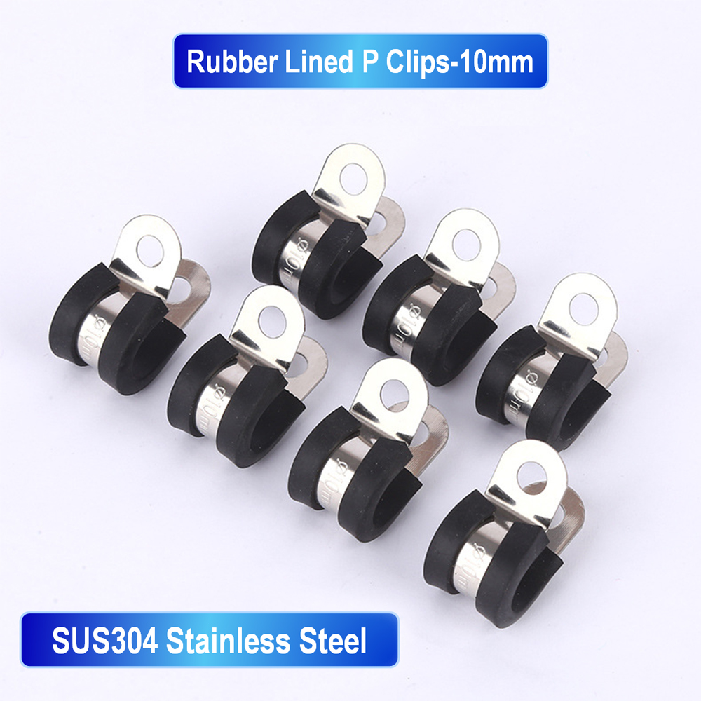 50 Stuks Hoge Kwaliteit 10Mm Rubber Bekleed P Clips R-Type Voor 3/8 "/9.52Mm Pijp Klem Kabel Montage Slang Klem Klem