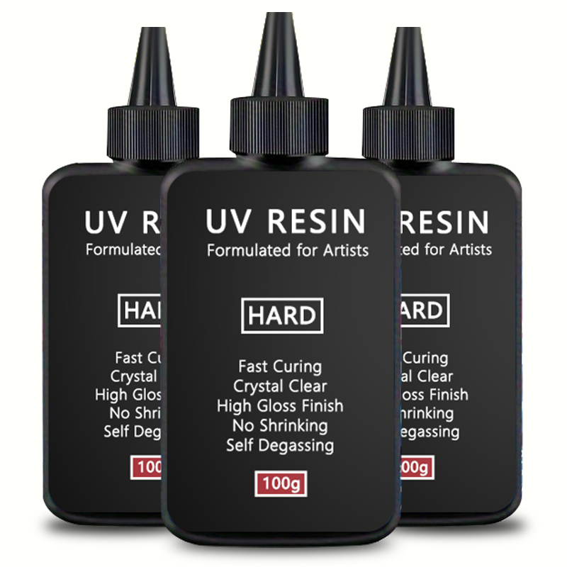 UV-Harz, 100–300 g/zufällige Formen, 5 Stück – verbessertes, hartes, kristallklares, ultraviolettes, aushärtendes UV-Epoxidharz für die Herstellung von handwerklichem Schmuck