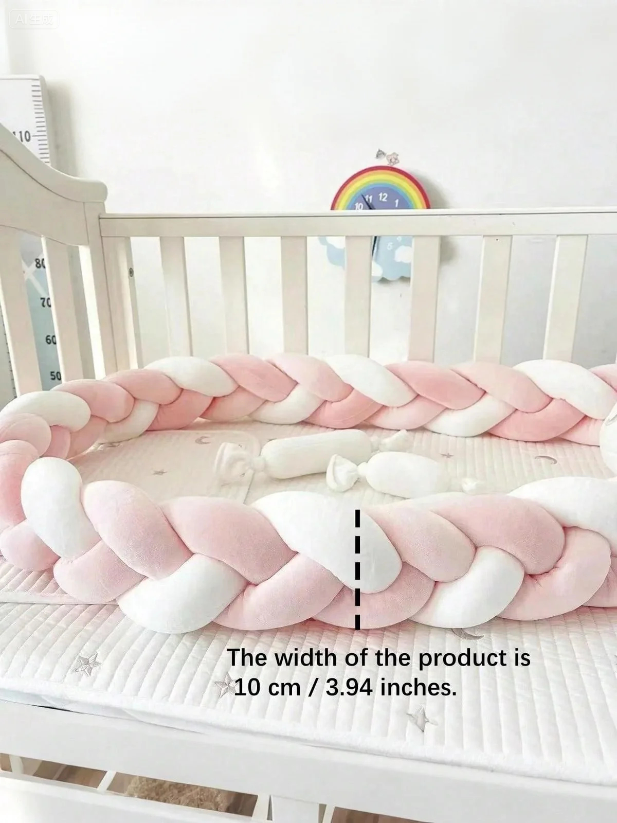 Protector de Cuna para Bebé, Protector de Cuna para Decoración de Habitación, Trenza de Cama, Cojín de Nudos para Cuna de Bebé