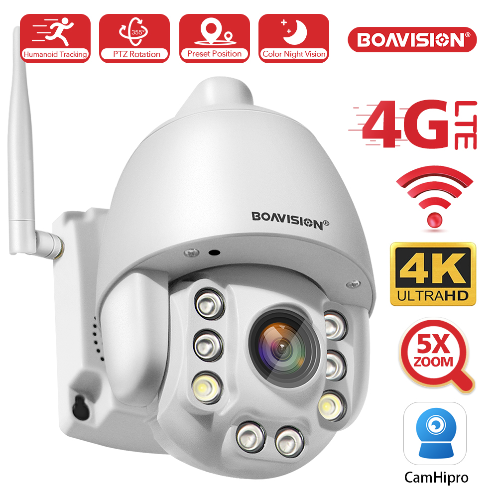 RU Wi-Fi PTZ IP-камера 8MP 5MP 5-кратный зум 4G двустороннее аудио AI автоматическое отслеживание беспроводная камера уличная 60 м ИК-видео камера домашней безопасности