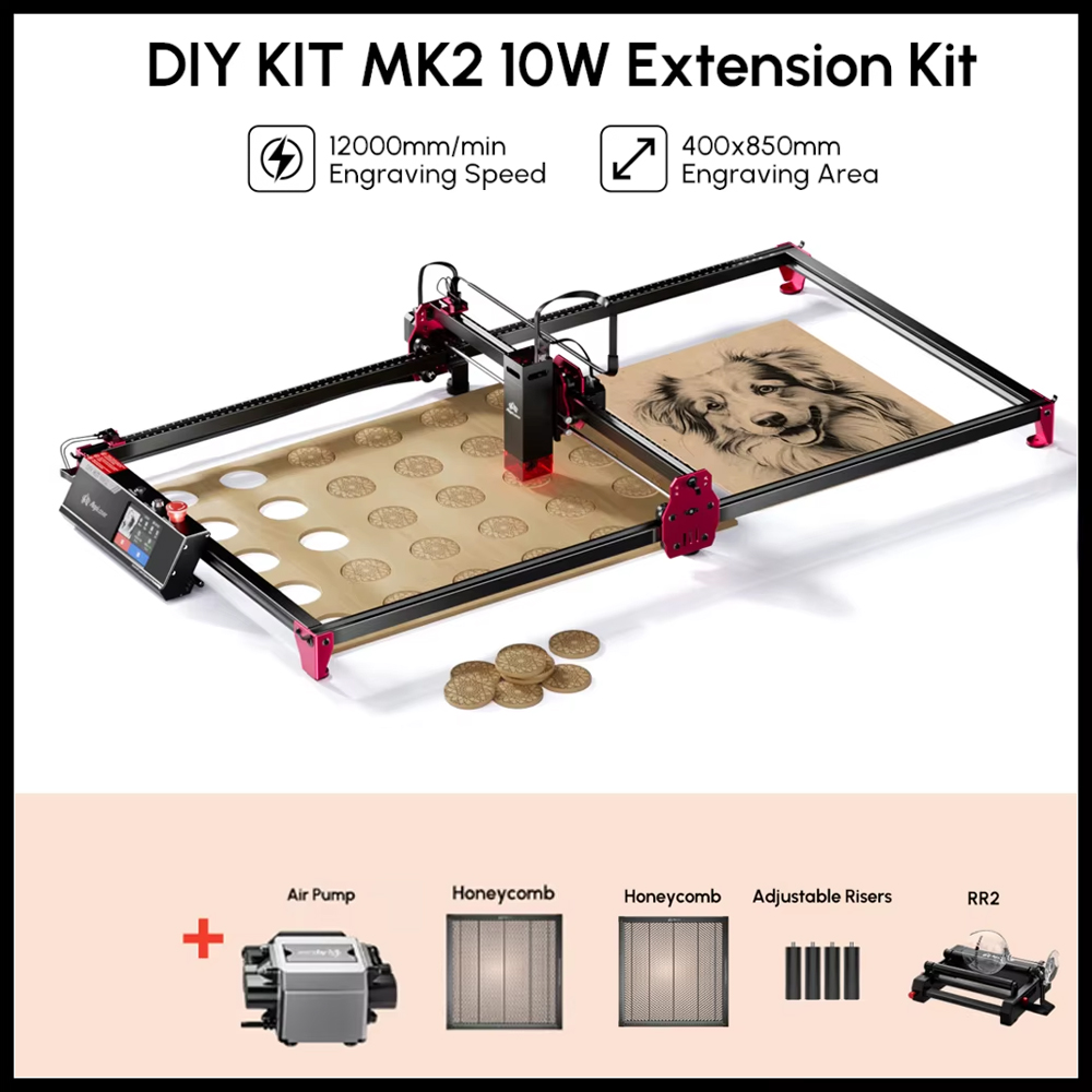 AlgoLaser DIY KIT MK2 10W ekran dotykowy 400X850MM duża powierzchnia obróbka drewna do drewna rzemiosło metalowe spersonalizowany prezent produkcja partii