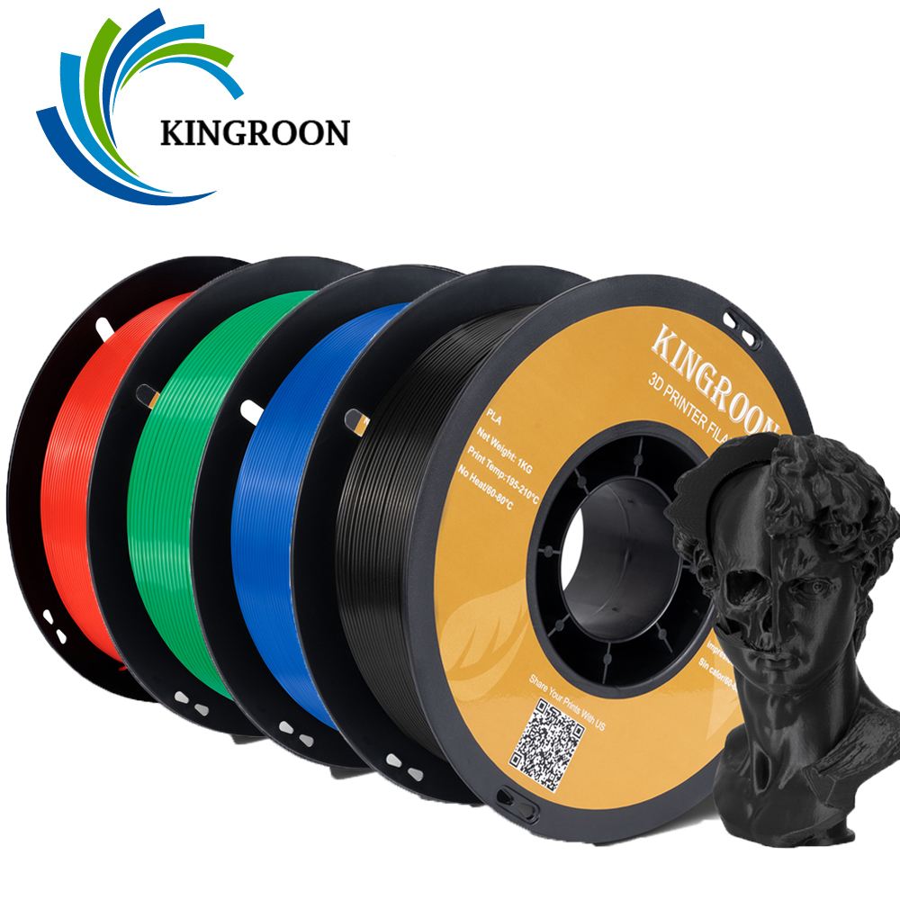 Filamento PLA KINGROON de 3 kg, 1,75 mm, para impresora 3D, 1 kg por rollo, material PLA para impresión 3D, filamento PLA para impresora 3D