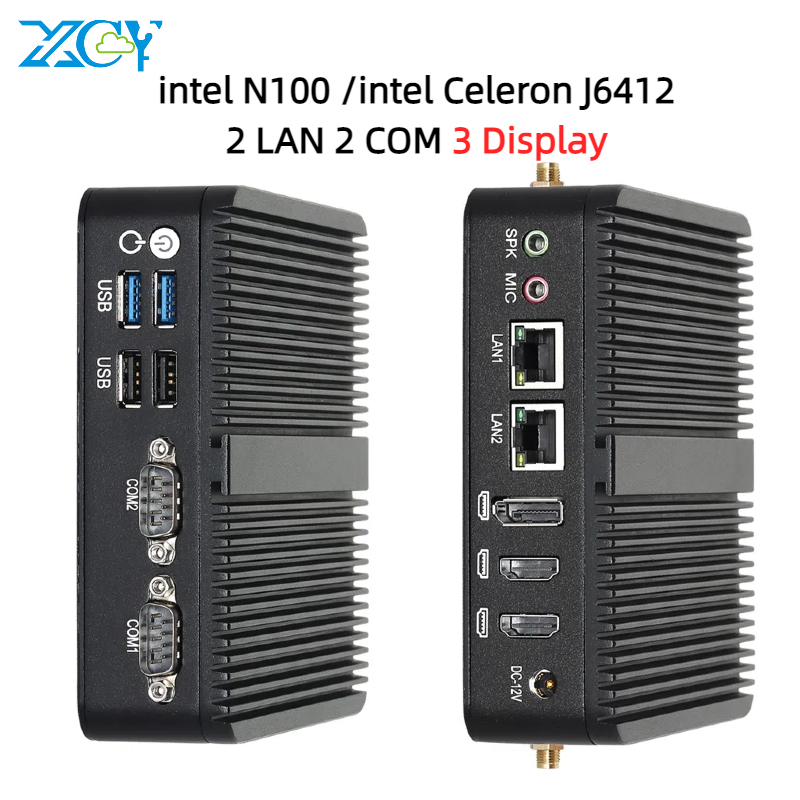 Procesador Intel N100 Mini ordenador Industrial sin ventilador 4x puertos LAN 2x COM RS485 RS232 Win11 Linux Pfsense Firewalls Router suave