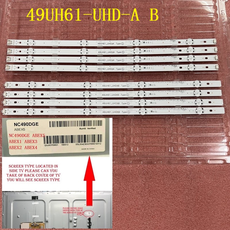 LED Backlight Strip for TV 49UH610V 49UH603V 49UH601V 49UH620V 49UH6100 49UH61_UHD_A B NC490DGE ABEX1 ABEX2 ABEX3 ABEX4 ABEX5