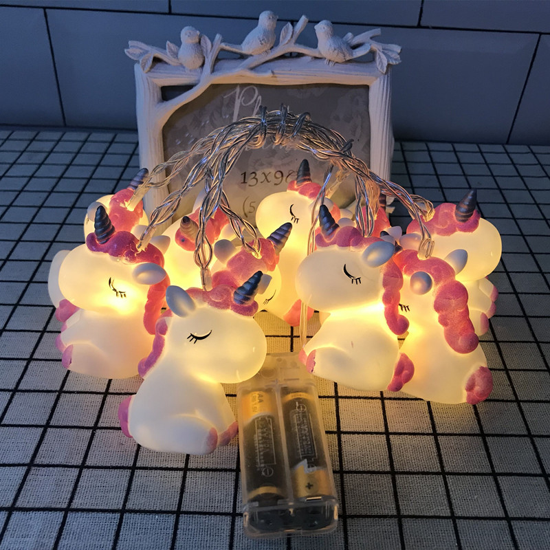 Guirlande lumineuse licorne LED en PVC souple, Style dessin animé pour décoration de chambre d'enfants, décoration de Festival de fête d'anniversaire pour la journée des enfants