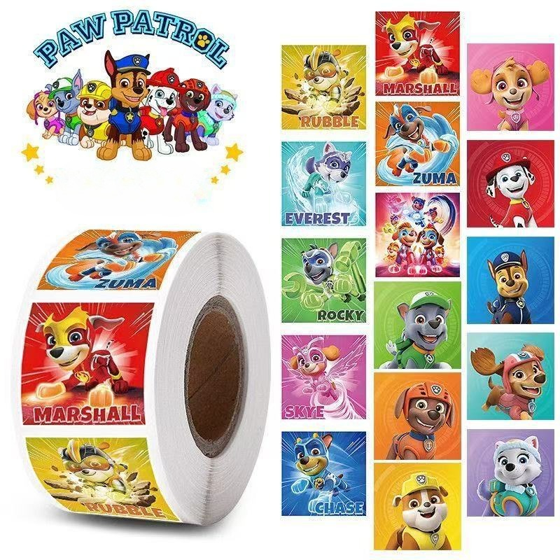 New 500PCS Paw Patrol Children's Cartoon Stickers Cute Kids Stationery Supplies School Teacher Supplies Reward Sticker Gift