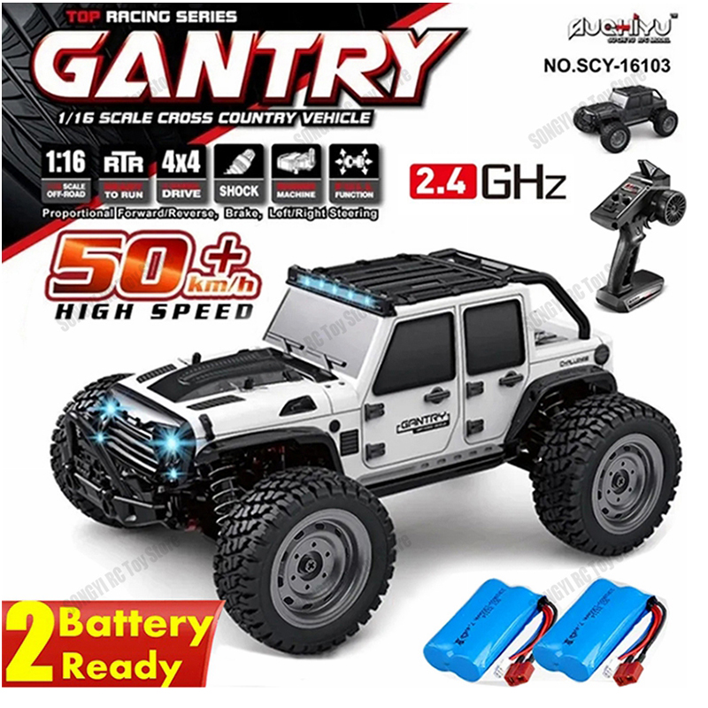 Voitures Rc 50 ou 80 KM/H 1/16, route hors dérive 4WD avec LED 2.4G, camion monstre télécommandé étanche pour adultes et enfants, jouet cadeau