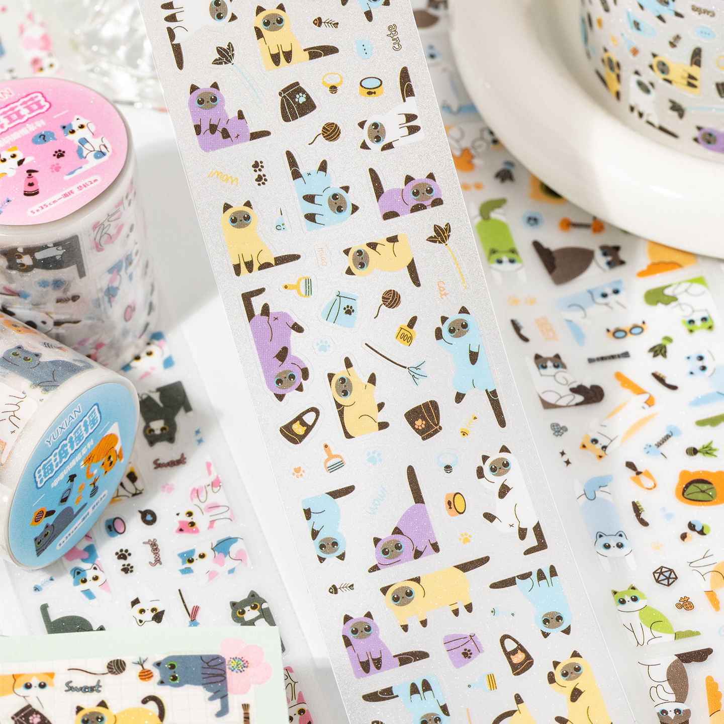 1pcs/1lot Decorative Adhesive Tapes Meow Meow Milk Candy Frame Junk Journal DIY Paper Japanese Masking Scrapbooking Stickers
