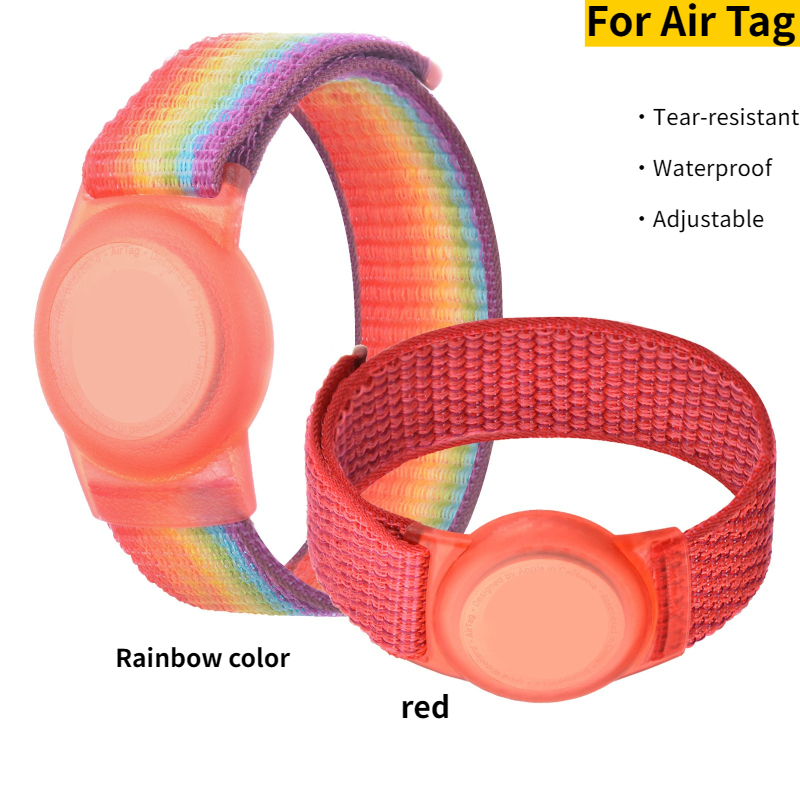 Pulseira de nylon ajustável para crianças, suporte protetor anti-perda compatível com o rastreador GPS Apple AirTag