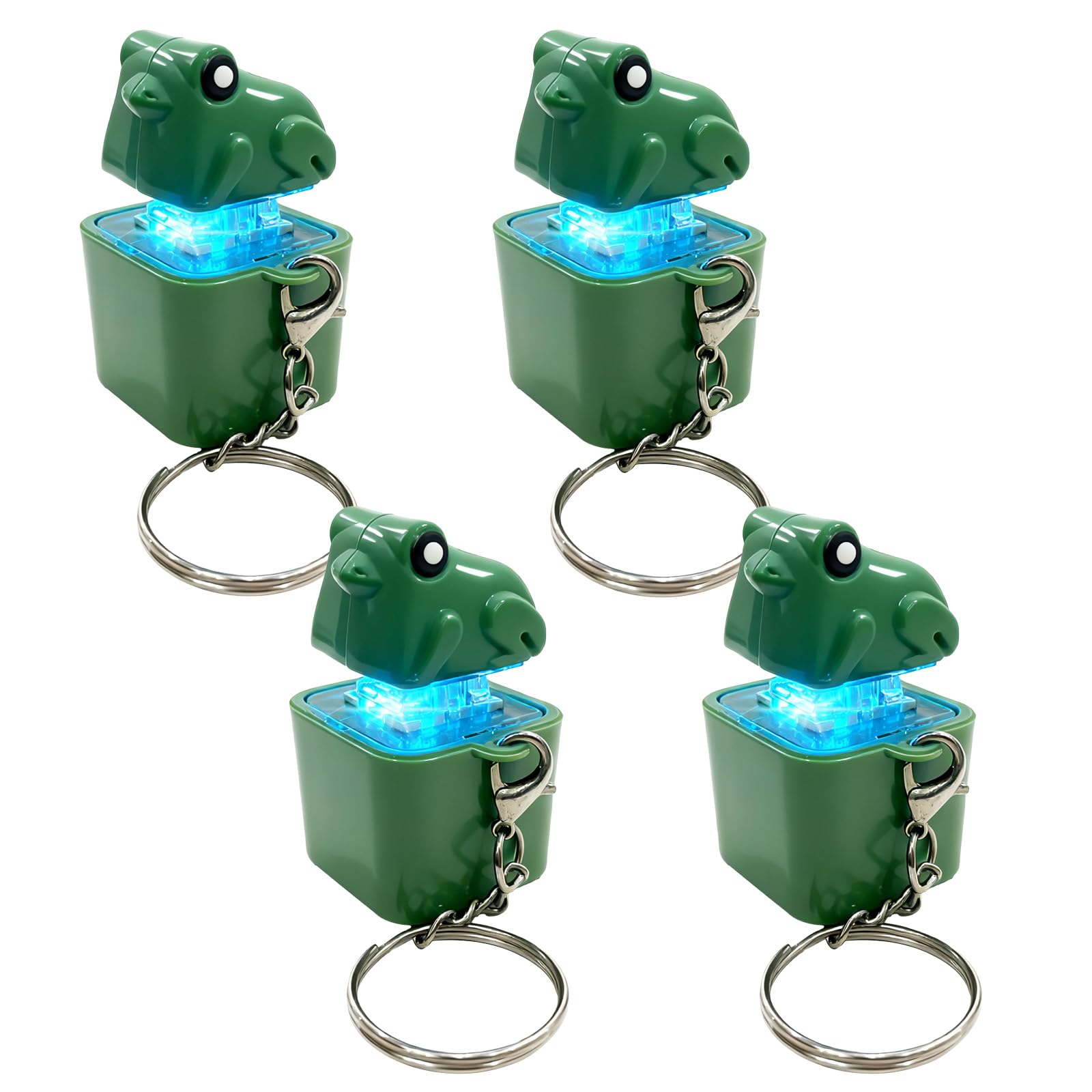 Llavero de juguete Croaking Frog Fidget, llavero de rana recargable con sonido y luces LED, divertido clicker de teclado de rana para aliviar el estrés