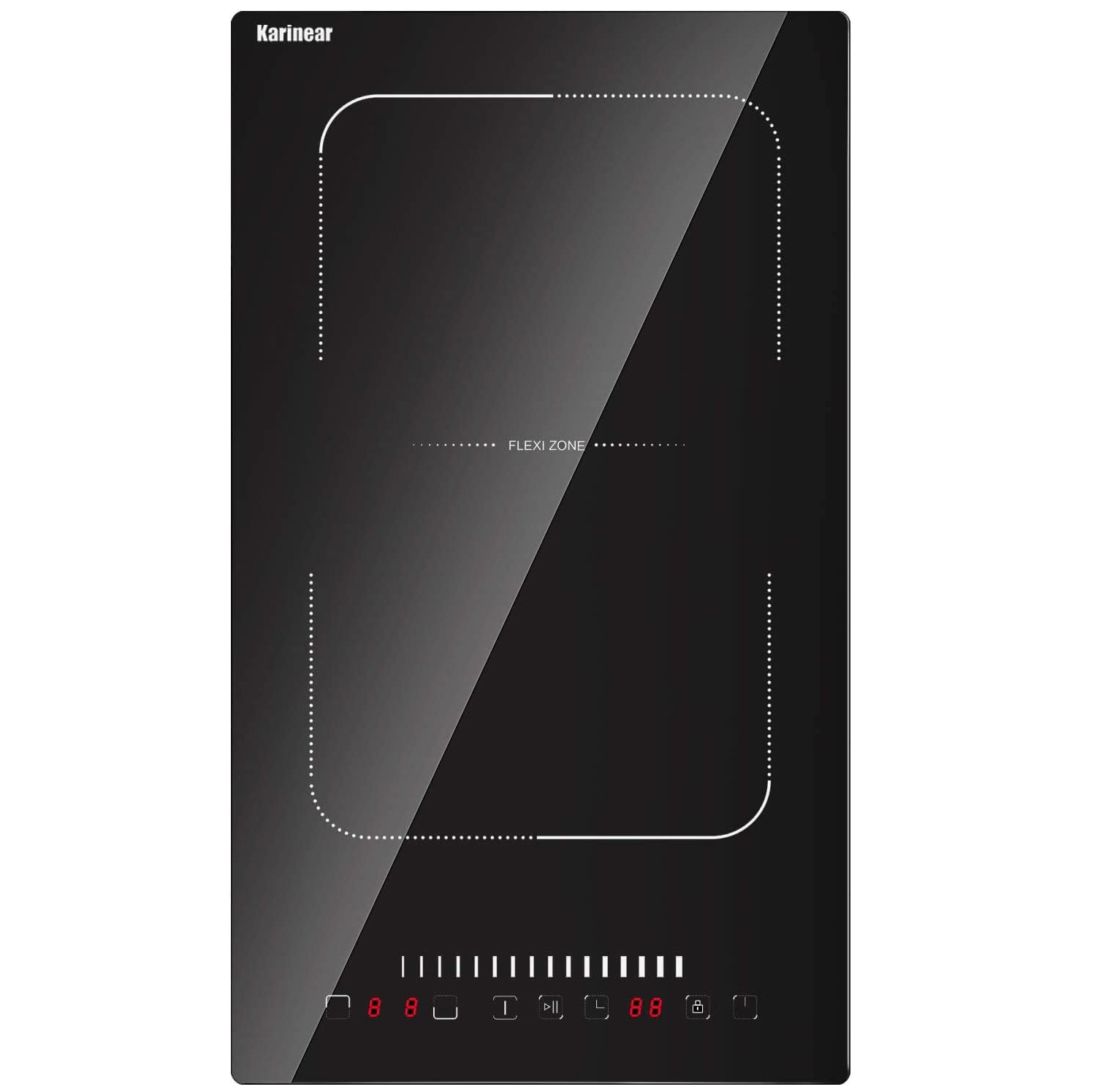 Karinear Płyta indukcyjna 2 palniki, 3500 W, 12'' Wbudowana płyta indukcyjna z strefą kombinowaną, blokada bezpieczeństwa, timer, pauza