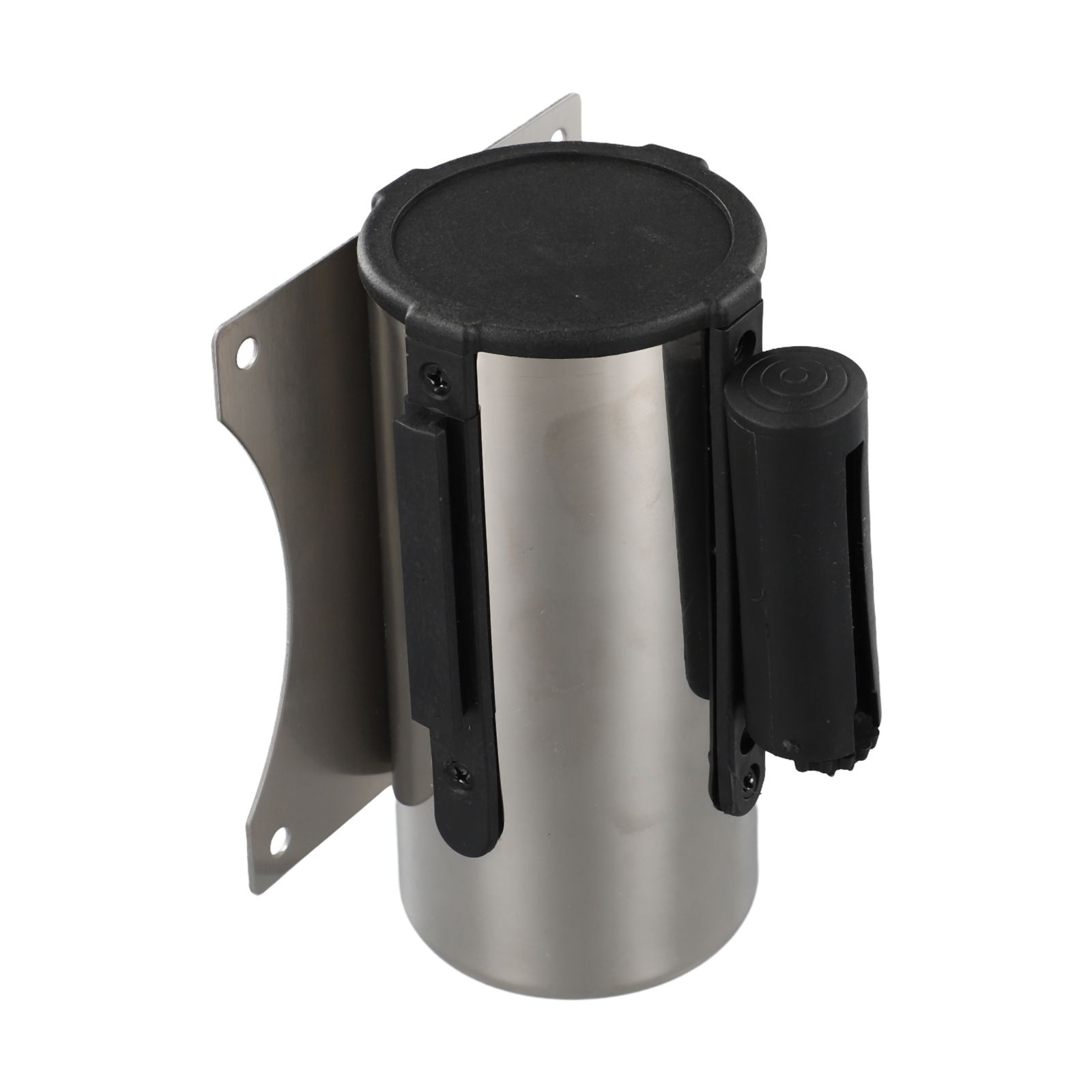 Inoxidável Stanchion Queue Barrier, Wall Mount fita retrátil, com segurança cobrir, correias de nylon, adequado para parques infantis e bancos
