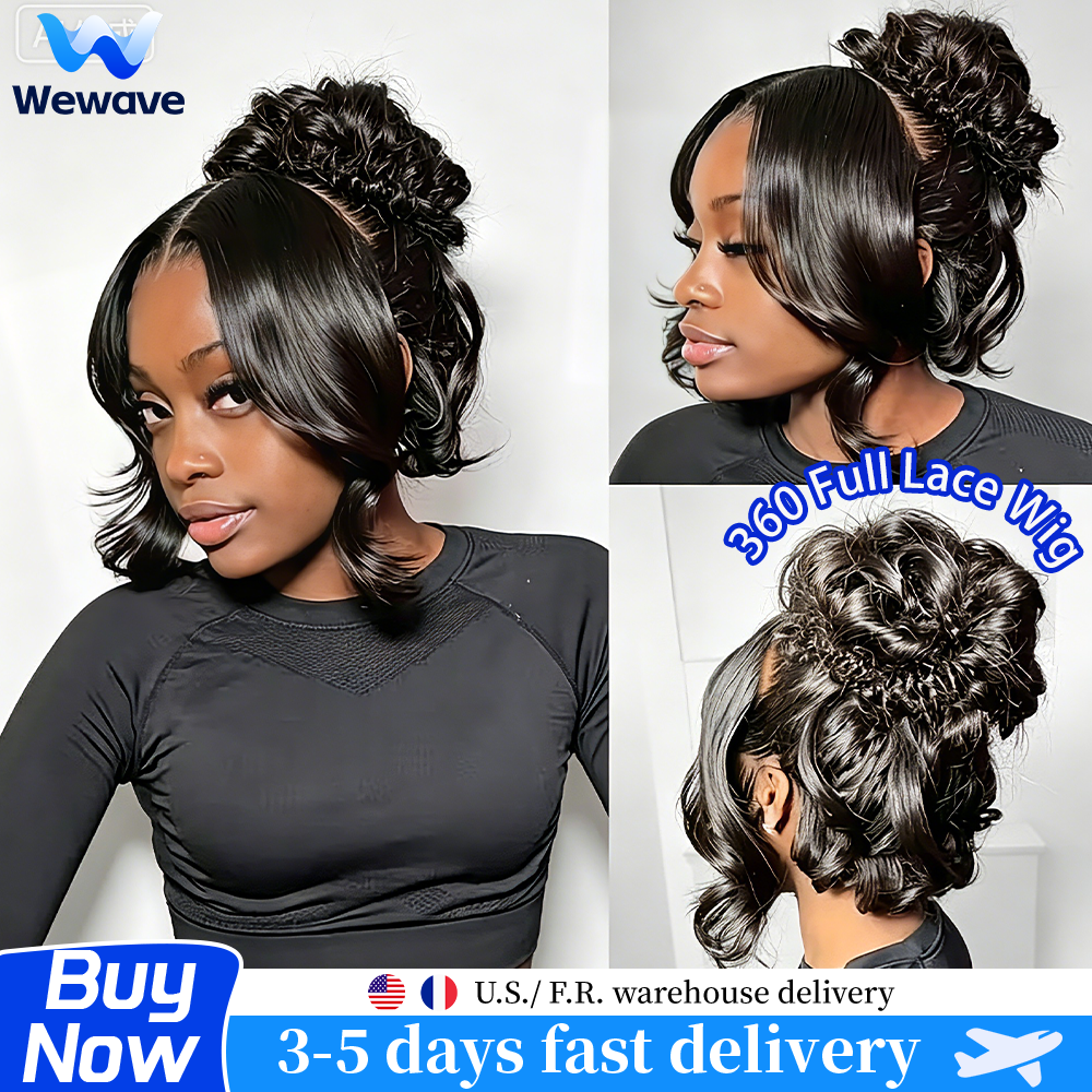 Peluca de Cabello Humano Brasileño con Ondas Suaves, 360 HD Lace, Invisible, sin Pegamento, con Cordón Ajustable, Color Natural, Densidad 220