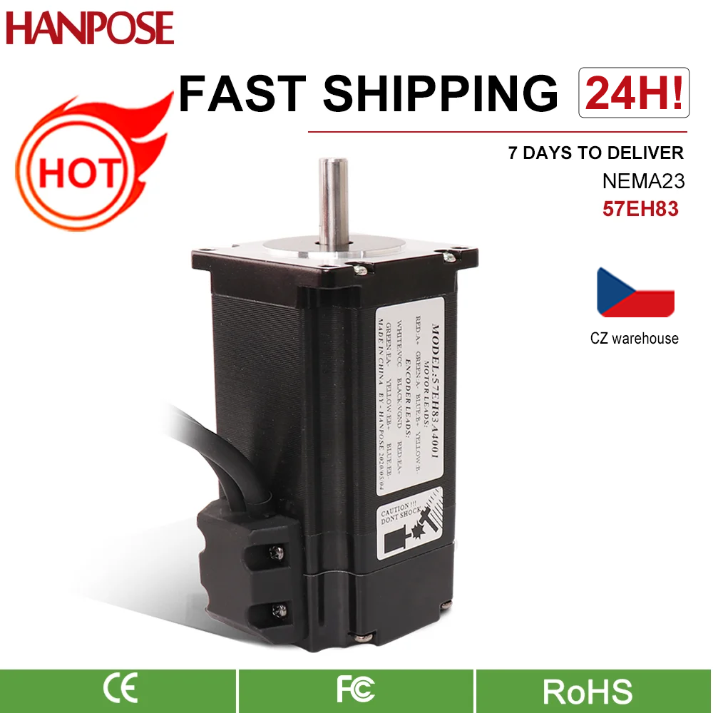 HANPOSE 57EH83 NEMA23 moteur pas à pas 57x83mm 4.0A 2.6N.m 57EH83A pour fraiseuse CNC moteur pas à pas en boucle fermée nema23