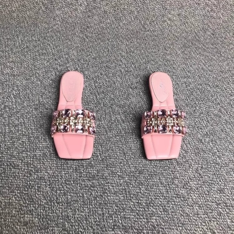 Zapatillas con diamantes de imitación a la moda, novedad de verano, punta cuadrada, punta abierta, hebilla de diamantes de imitación, suela suave, zapatos planos antideslizantes resistentes al desgaste