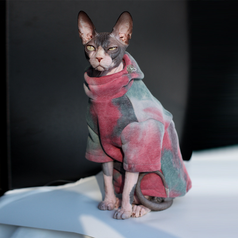 DUOMASUMI Sphynx vêtements pour chat sans poils Devon Rex vêtements automne hiver doublé polaire chaud chats veste pour petit chien chat à capuche