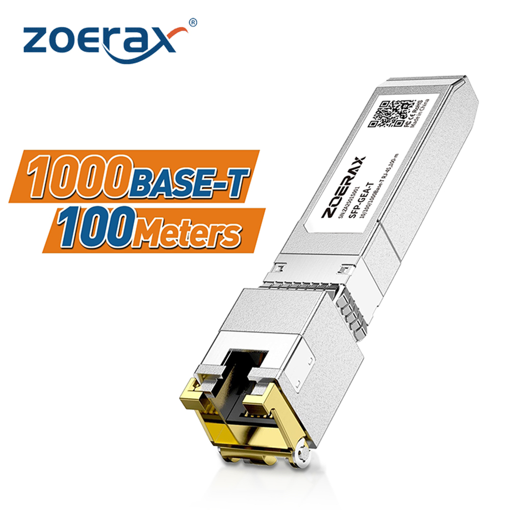 ZoeRax 1.25G/2.5G/10G GBASE-T SFP + โมดูลทองแดง RJ45, CAT6a-การเจรจาต่อรองอัตโนมัติโมดูลอีเธอร์เน็ต SFP + อะแดปเตอร์สายเคเบิลทองแดง-1PCS