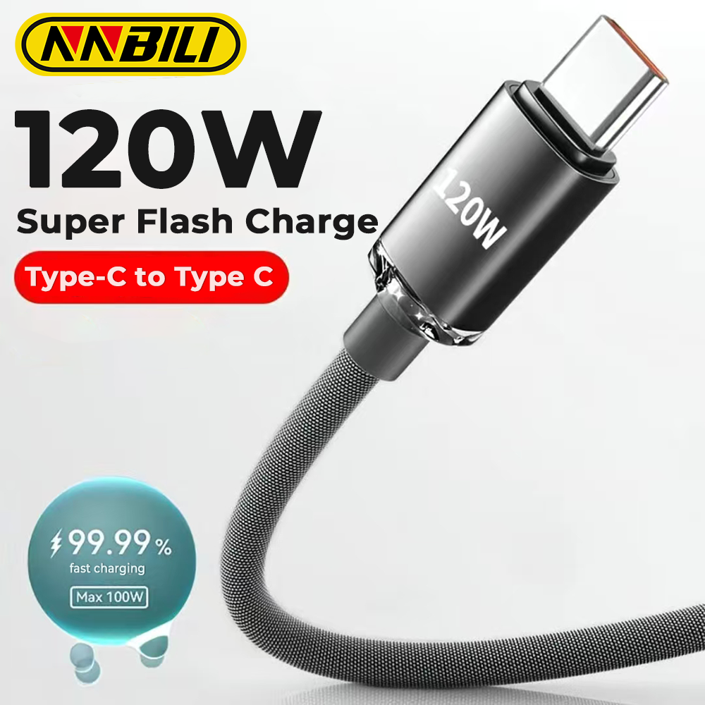 Nnbili 120w tipo c para tipo c cabo para iphone 16 17 pro max pd carregamento rápido usb c para c cabo de dados para oneplus poco oppo samsung