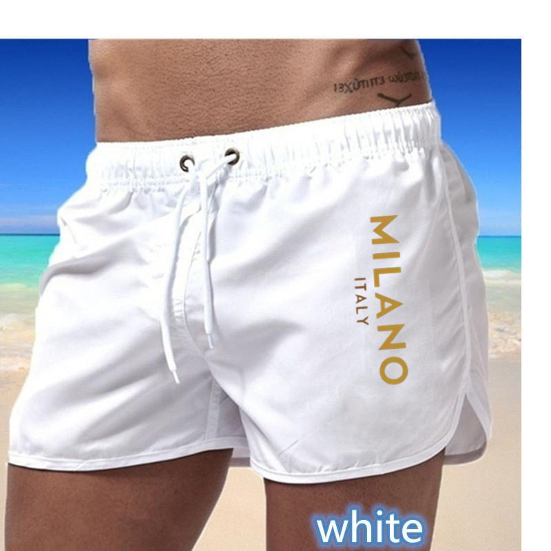 Men's Quick Drying Beach Trunks 2026 Summer Swim Gym Shorts Surf Ventilate Drawstring Casual Fashion Daily Pants