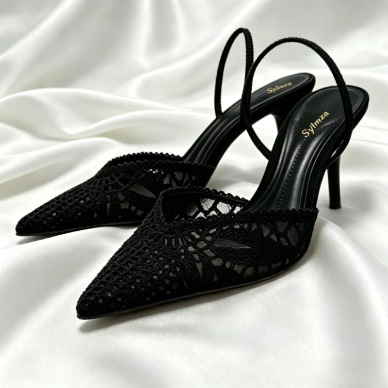 Nouvelles sandales à talons hauts pour femmes, design ajouré tressé, bout pointu, bride arrière, sexy, élégantes, chaussures de créateur pour l'été