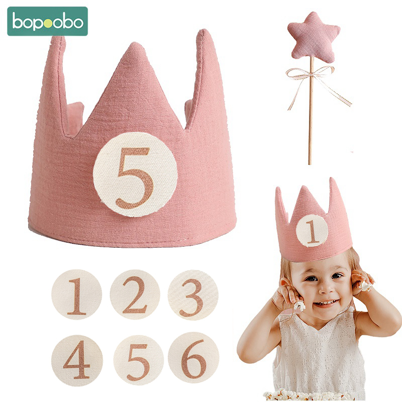 Conjunto de sombrero para fiesta de cumpleaños de bebé, diadema con corona, varita mágica, pancarta de juguete, pastel de cumpleaños para niños, accesorios de fotografía para fiesta, regalos de 1 a 6 años