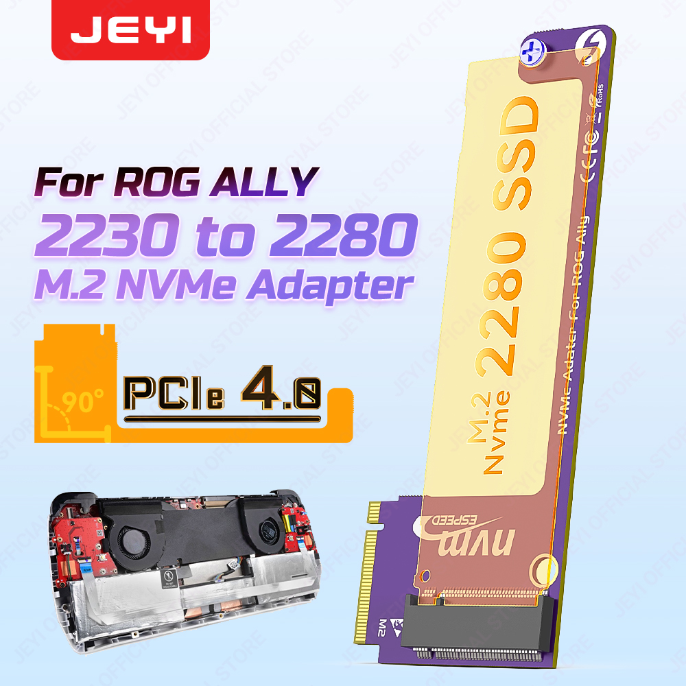 JEYI 2230 ถึง 2280 การ์ดขยายสําหรับ ROG ALLY NVME M-Key 5Pin M.2 PCIE 4.0 อะแดปเตอร์ Gold Finger High Capacity Converter 90 องศา