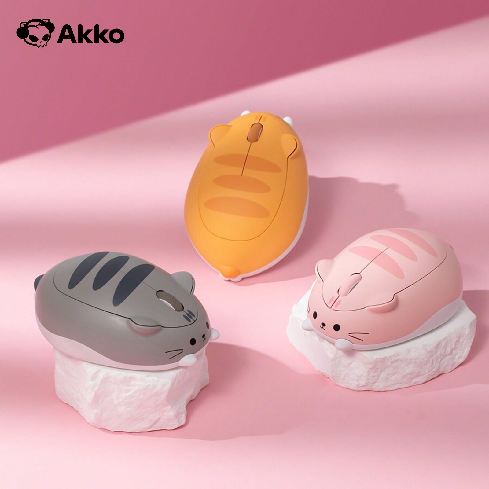 Akko Cat Theme Mouse 2.4GHz Bluetooth 3.0 / 5.0 Mouse Tri-mode sem fio para PC Laptop Computer Plug and Play