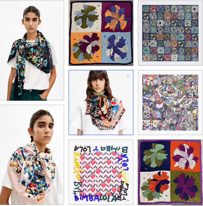 Foreign trade original single Spanish print beach delicate small floral shawl large square scarf scarf
