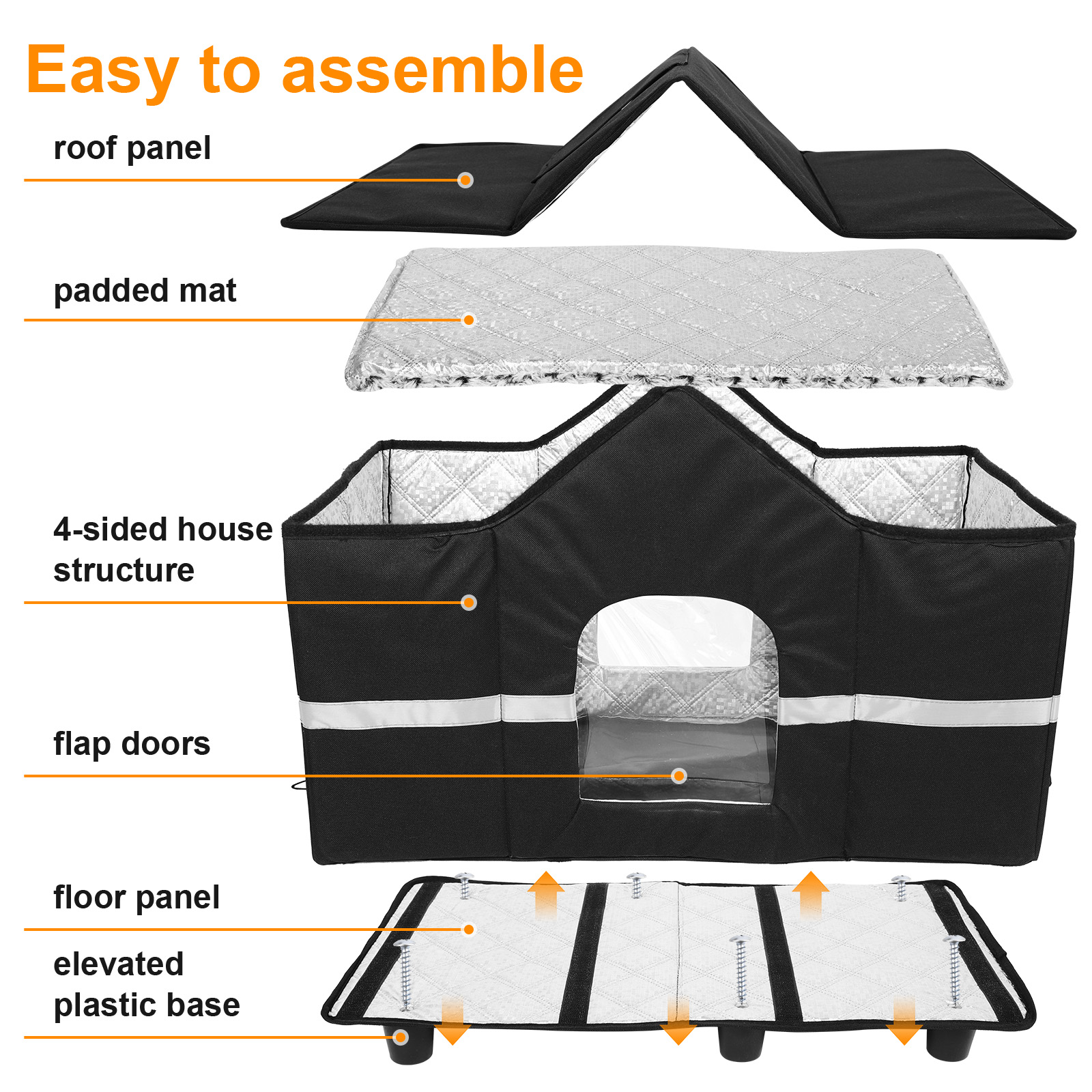 Waterproof Outdoor Large Cat Shelter & Roof Window Insulated Cat Shelter Feral Cat House for Stray/Barn Cats with Cozy Cushion