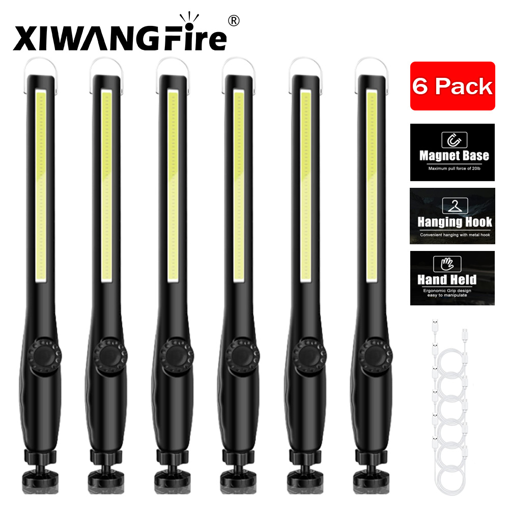 1-6PCS COB Tragbare LED Arbeit Lichter Cordless Magnetische LED Arbeit Lampe Inspektion Lichter für Auto Reparatur Hause garage Notfall