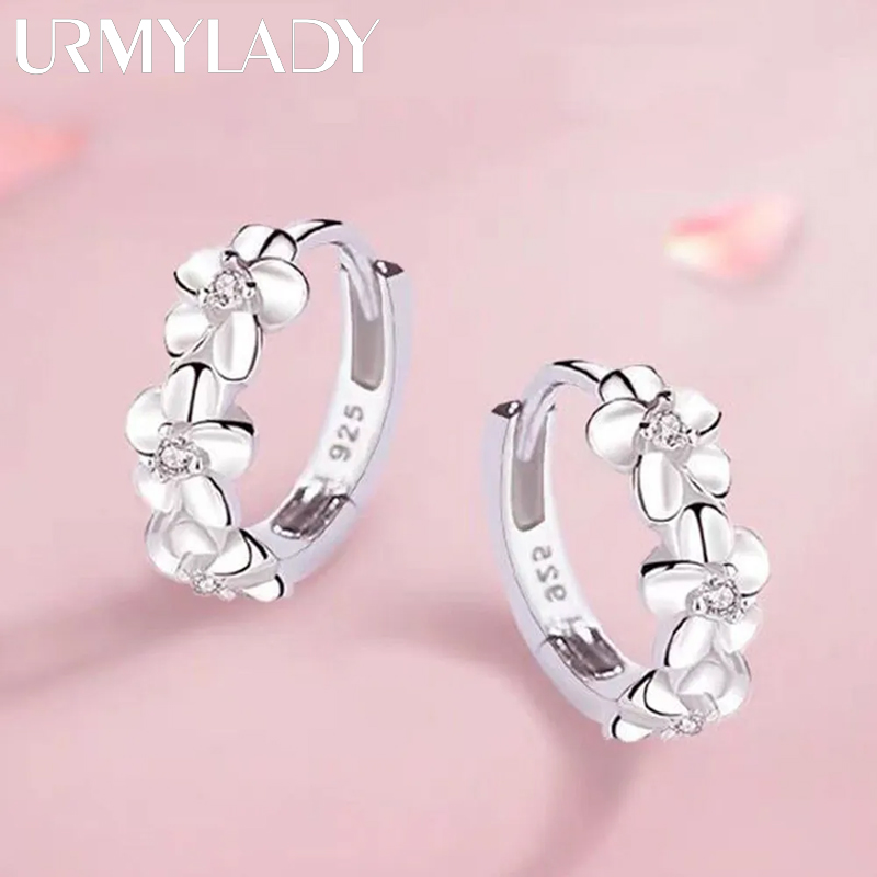 Pendientes de aguja de Plata de Ley 925 para mujer, joyería de alta calidad a la moda para boda, flor de circón de cristal, perno bonito