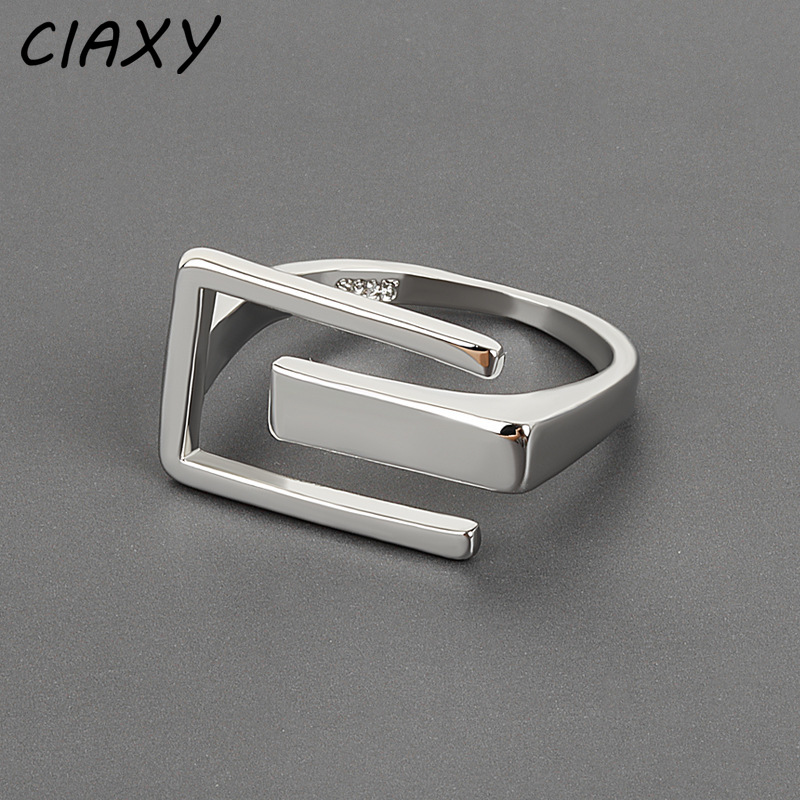 Ciaxy prata cor geométrica brilhante anéis para mulher personalidade ajustável anel moda criatividade jóias