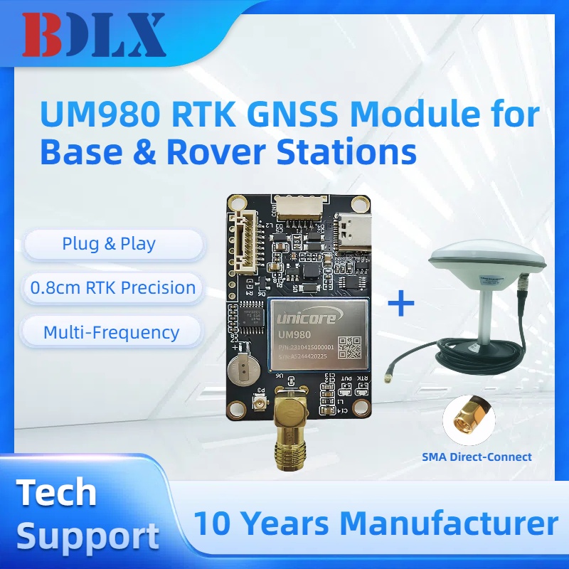 Высокоточный многочастотный GNSS-модуль Unicore RTK UM980 (аналог F9P) с антенной для базовой станции GPS, плата приемника RTK, OEM